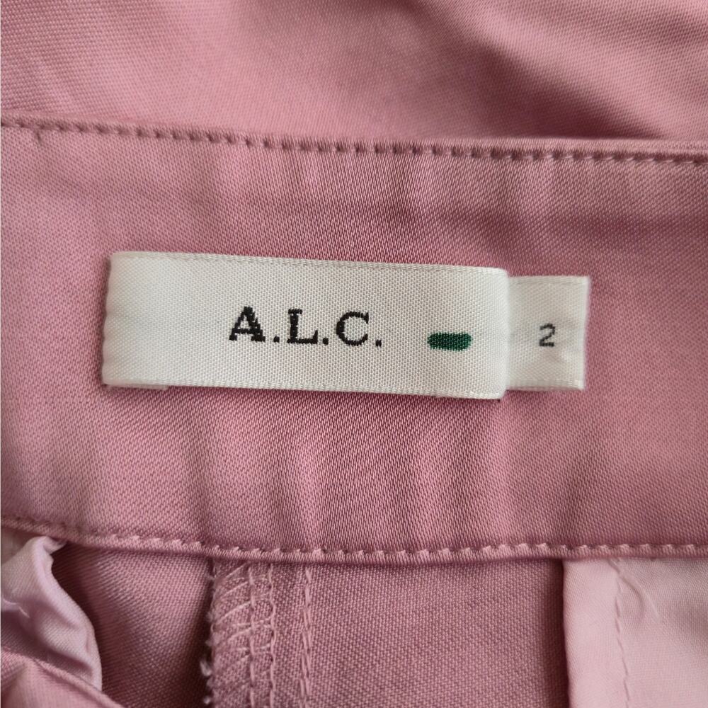 Preppy Feminine Wool Blend Pleated Crop Trouser 2 Pink Italian Fabric A.L.C. - Picture 7 of 9